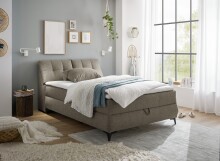 Boxbett >ATLANTIS 6< 140x200 cm Liegefläche, Bezug in espresso - 145x102x240cm (BxHxT)