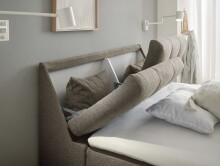 Boxbett >ATLANTIS 6< 140x200 cm Liegefläche, Bezug in espresso - 145x102x240cm (BxHxT)