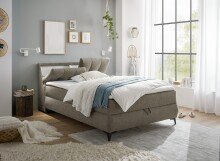 Boxbett >ATLANTIS 6< 140x200 cm Liegefläche, Bezug in espresso - 145x102x240cm (BxHxT)