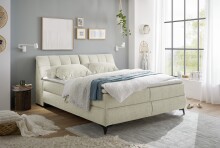 Boxbett >ATLANTIS 6< Liegefläche 180x200 cm, Bezug in Ivory - 185x102x240cm (BxHxT)