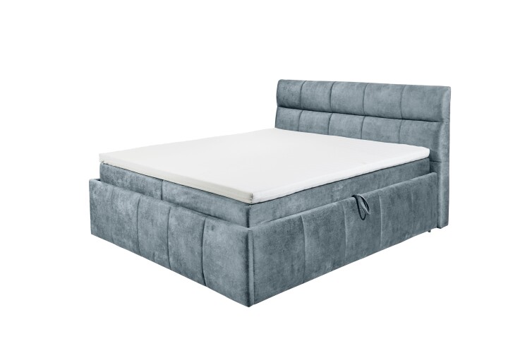 Boxbett >AVIDANO 6< 180x200 cm Liegefläche, Bezug in smoke blue - 203x123x213 (BxHxT)