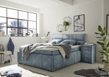 Boxbett >AVIDANO 6< 180x200 cm Liegefläche, Bezug in smoke blue - 203x123x213 (BxHxT)