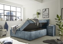 Boxbett >AVIDANO 6< 180x200 cm Liegefläche, Bezug in smoke blue - 203x123x213 (BxHxT)