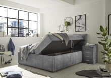 Boxbett >AVIDANO 6< 180x200 cm Liegefläche, Bezug in grey - 203x123x213cm (BxHxT)