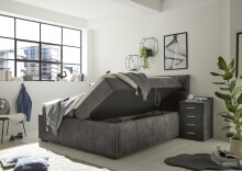 Boxbett >AVIDANO 6< 180x200 cm Liegefläche, Bezug in grey - 203x123x213cm (BxHxT)