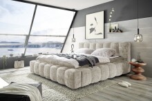 Polsterbett >BEXLEY 9Z< 180x200 cm Liegefläche, Bezug in taupe - 226x103x245cm (BxHxT)