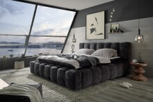 Polsterbett >BEXLEY 9Z< 180x200 cm Liegefläche, Bezug in black - 226x103x245cm (BxHxT)