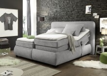Boxspringbett >EVOLUTION<  Liegefläche 180x200cm, Motorverstellung, schlamm - 210x122x220 (BxHxT)