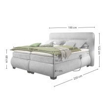 Boxspringbett >EVOLUTION< Liegefläche 160x200cm, Motorverstellung silver - 190x122x220 (BxHxT)