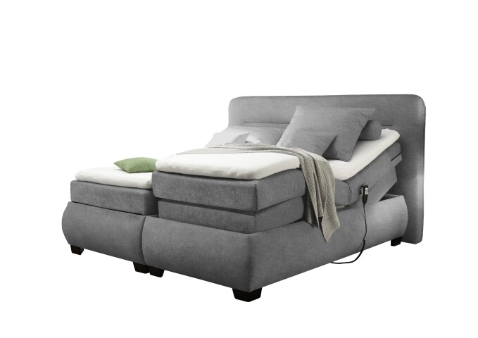 Boxspringbett >EVOLUTION< Liegefläche 160x200cm, Motor, Bezug dark grey - 190x122x220 (BxHxT)