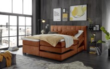 Boxspringbett >TALENA< Liegefläche 180x200, Motorverstellung, cognac - 202x113x211cm (BxHxT)