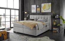 Boxspringbett >TALENA< Liegefläche 180x200, Motorverstellung, silver - 202x113x211cm (BxHxT)