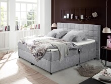 Boxbett >Mariborsko< Liegefläche 180x200 cm, Motor, Bezug silver - 202x112x210cm (BxHxT)