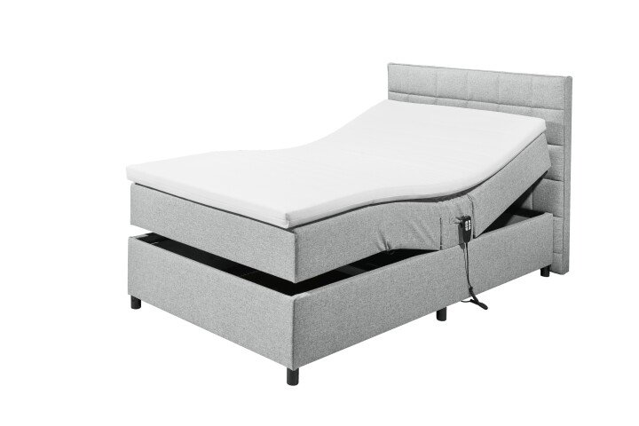 Boxbett >Mariborsko< Liegefläche 120x200 cm, Motor, Bezug silver - 131x112x210cm (BxHxT)