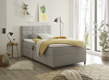 Boxbett >Mariborsko< Liegefläche 120x200 cm, Motor, Bezug silver - 131x112x210cm (BxHxT)