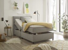 Boxbett >Mariborsko< Liegefläche 120x200 cm, Motor, Bezug silver - 131x112x210cm (BxHxT)