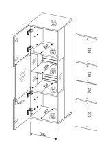 Hängevitrine >Ina< in Cashmere / Riva Eiche Dekor - 40x124x36cm (BxHxT)