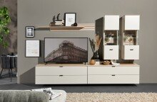 Hängevitrine >Ina< in Cashmere / Riva Eiche Dekor - 40x124x36cm (BxHxT)