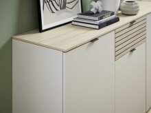 Sideboard >Ina< in Cashmere / Riva Eiche Dekor - 90x180x45cm (BxHxT)
