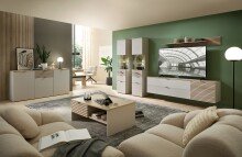 Sideboard >Ina< in Cashmere / Riva Eiche Dekor - 90x180x45cm (BxHxT)