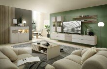 Highboard >Ina< in Cashmere / Riva Eiche Dekor - 125x125x45cm (BxHxT)