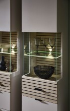 Wohnwand >Ina< (4-teilig) in Riva Eiche Dekor / Cashmere - 245x200x44 (BxHxT)