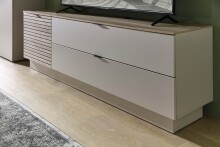 Wohnwand >Ina< (4-teilig) in Riva Eiche Dekor / Cashmere - 245x200x44 (BxHxT)