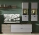 Wohnwand >Ina< (4-teilig) in Riva Eiche Dekor / Cashmere  - 240x186x44 (BxHxT)