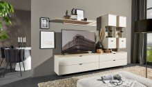 Wohnwand >Ina< (5-teilig) in Cashmere / Riva Eiche Dekor - 280x185x44cm (BxHxT)