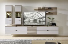 Wohnwand >Ina< (7-teilig) in Cashmere / Riva Eiche...