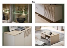 Wohnwand >Ina< (6-teilig) in Cashmere / Riva Eiche Dekor - 340x200x44cm (BxHxT)