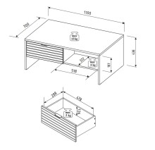 Couchtisch >Ina< in Cashmere / Riva Eiche Dekor, Spanplattte - 110x44x65 (BxHxT)