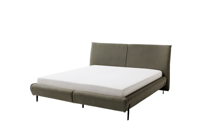 Polsterbett >Pula< in Blaugrau, 180x200 cm Liegefläche - 215x106x228cm (BxHxT)