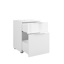 Nachtkommode >style< in weiß matt - Weißglas - Metall Chrom - 45x60,3x40 (BxHxT)