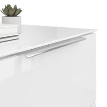 Nachtkommode >style< in weiß matt - Weißglas - Metall Chrom - 45x60,3x40 (BxHxT)