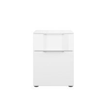 Nachtkommode >style< in weiß matt - Weißglas - Metall Chrom - 45x60,3x40 (BxHxT)