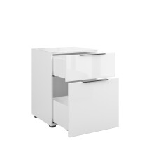 Nachtkommode >style< in weiß matt - Weißglas - 45x60,3x40cm (BxHxT)