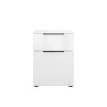 Nachtkommode >style< in weiß matt - Weißglas - 45x60,3x40cm (BxHxT)