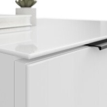 Nachtkommode >style< in weiß matt - Weißglas - 45x60,3x40cm (BxHxT)