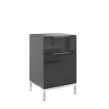 Nachtkommode >style< in anthrazit matt - Glas anthrazit - 45x60,3x40cm (BxHxT)