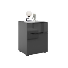 Nachtkommode >style< in anthrazit matt - Glas anthrazit - 45x60,3x40cm (BxHxT)