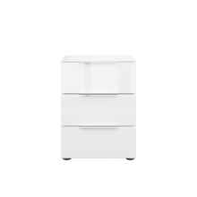 Nachtkommode >style< in weiß matt - Weißglas - 45x60,3x40cm (BxHxT)