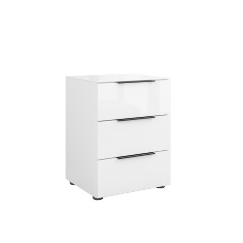Nachtkommode >style< in weiß matt - Weißglas - 45x60,3x40cm (BxHxT)