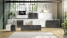 Nachtkommode >style< in weiß matt - Weißglas - 45x60,3x40cm (BxHxT)