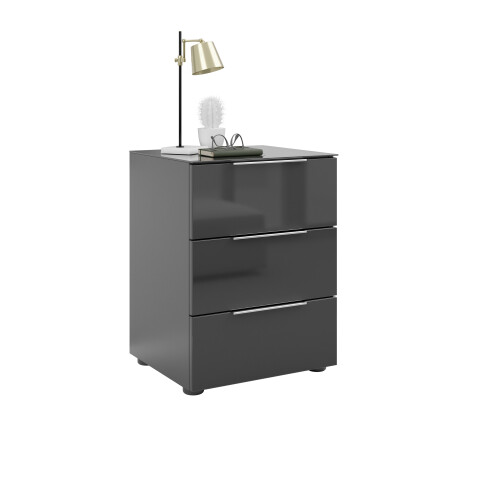 Nachtkommode >style< in anthrazit matt - Glas anthrazit - 45x60,3x40cm (BxHxT)