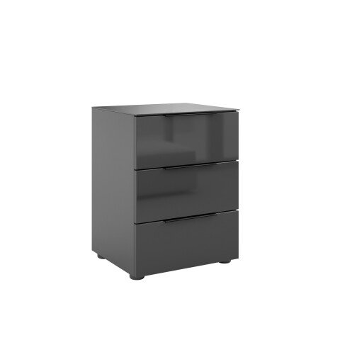 Nachtkommode >style< in anthrazit matt - Glas anthrazit - 45x60,3x40cm (BxHxT)