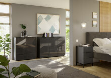 Nachtkommode >style< in anthrazit matt - Glas anthrazit - 45x60,3x40cm (BxHxT)