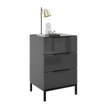Nachtkommode >style< in anthrazit matt - Glas anthrazit - 45x60,3x40cm (BxHxT)