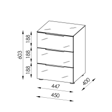 Nachtkommode >style< in anthrazit matt - Glas anthrazit - 45x60,3x40cm (BxHxT)