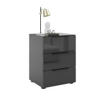 Nachtkommode >style< in anthrazit matt - Glas anthrazit - 45x60,3x40cm (BxHxT)